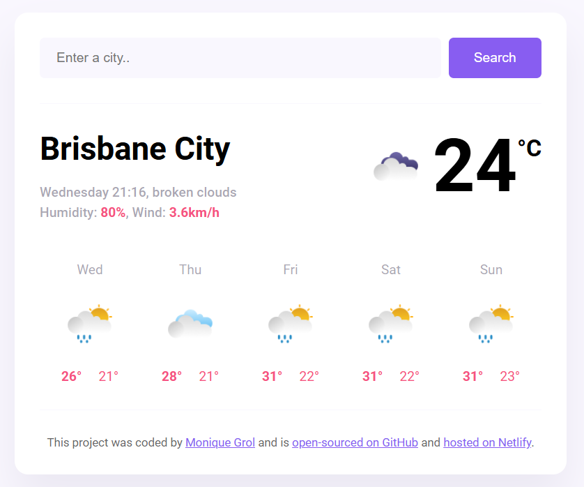 Preview live weather forecast anywhere in the world